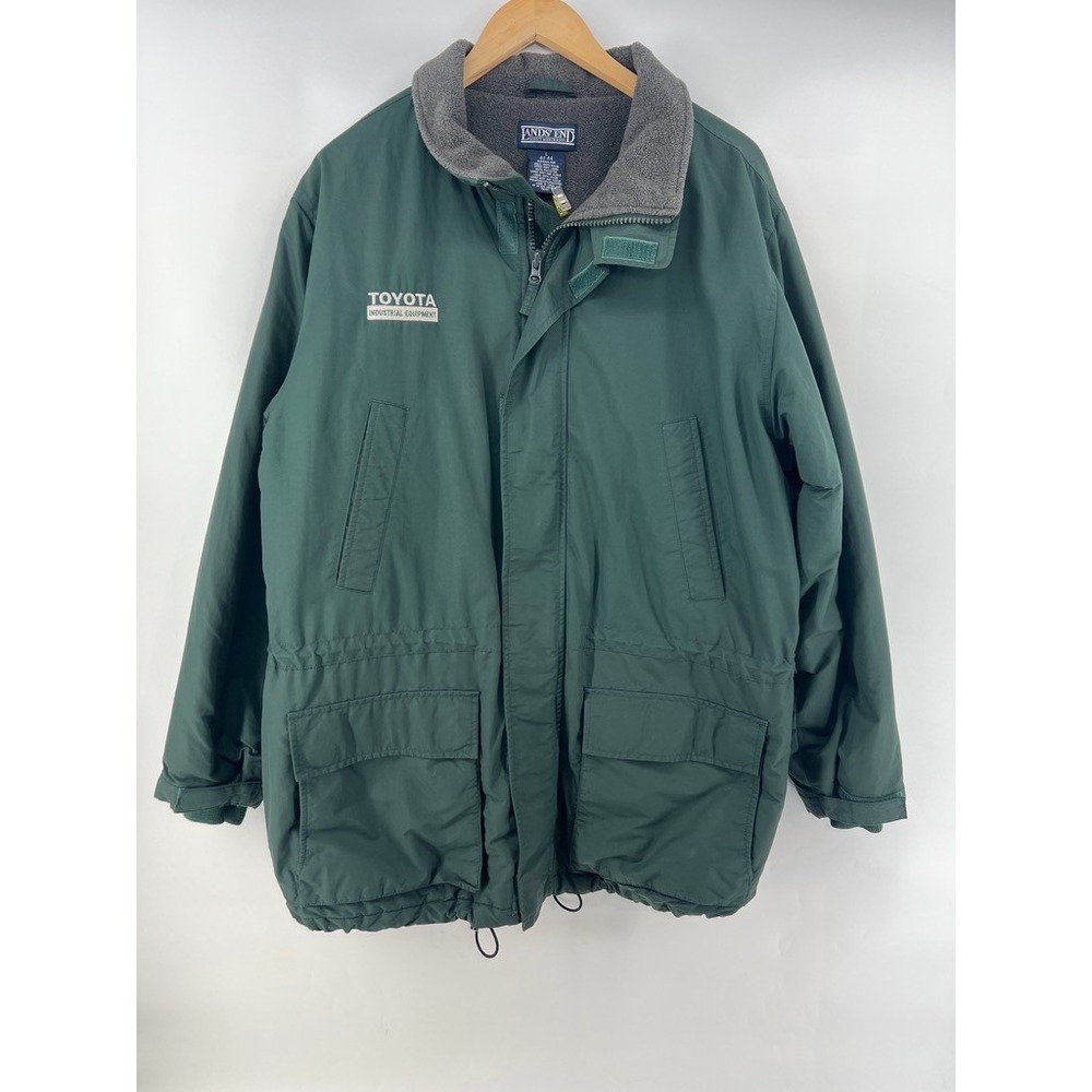 VTG 90s Lands End Squall Parka Jacket Green Fleece Lined Aircore 200 L 42-44